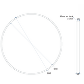 Thermogroup 600MM DIAMETER ROUND MIRROR WITH BLACK FRAME